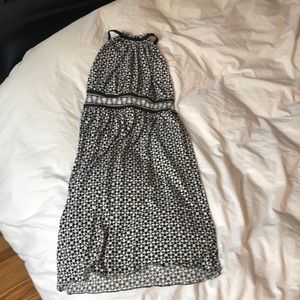 Black and white patterned dress.